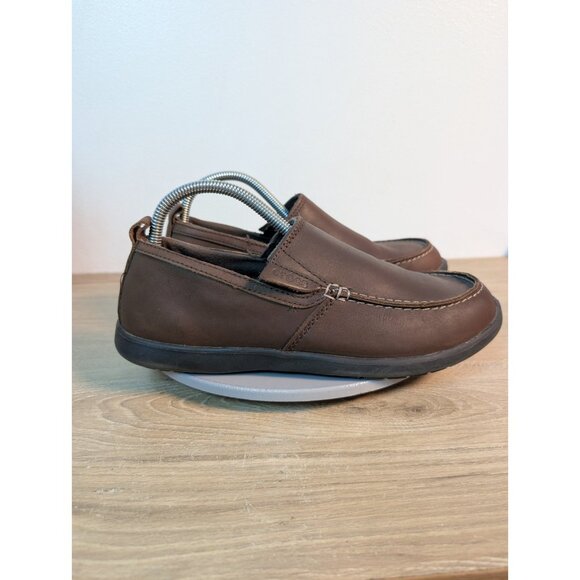 Crocs Men’s Denton Brown Leather Slip On Loafers Size 9 Classic - Picture 4 of 10